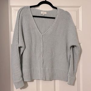 Lucky Brand Grey Cable Knit V Neck Sweater